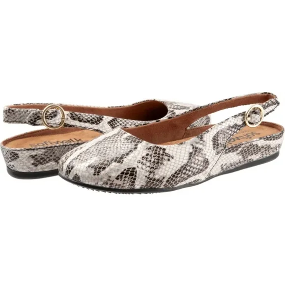 Softwalk Sandy Flat Black and White Snake -7.5 WW - Picture 4 of 9